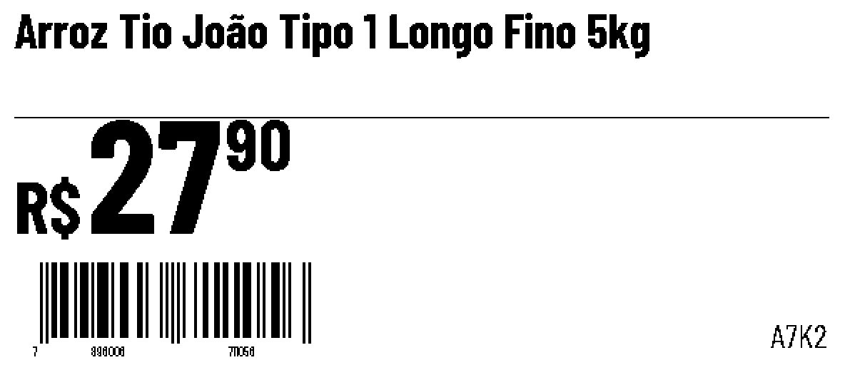 O mesmo layout sem o preço por quilo